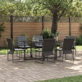 vidaXL vidaXL Set da Pranzo per Giardino 7 pcs Nero Acciaio