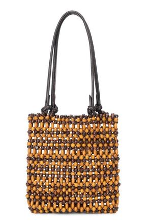 Staud Baja Mini Beaded Tote in Multi Wood Beads at Nordstrom