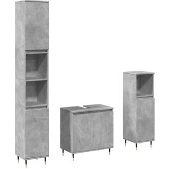 vidaXL Vidaxl - Set Muebles De Ba&ntilde;o 2 Piezas Madera Contrachapada Gris Hormig&oacute;n