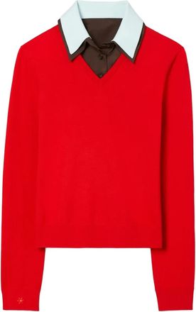 Tory Burch Top in maglia a strati - Rosso