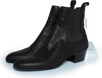 Saint Laurent Pre-owned Mens Cole 45 lizard effect Chelsea boots - Black Suede - Size EU 44