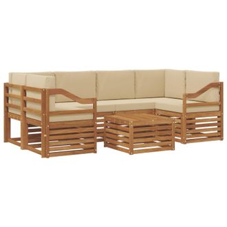 vidaXL Conjunto De Sof&aacute;s De Exterior Con Coj&iacute;n 7 Pcs Natural Y Beige Vidaxl