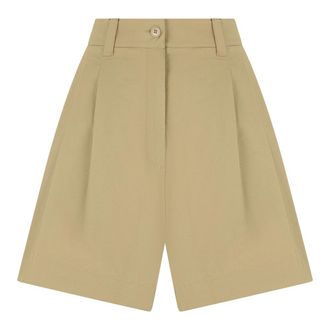 Max Mara Casual Shorts, female, Beige, Size: 2XS Cotton Panama Bermuda Shorts