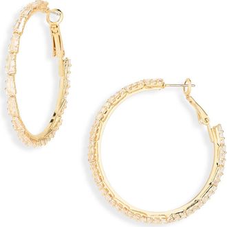 Cara Baguette Cubic Zirconia Hoop Earrings in Gold at Nordstrom Rack