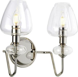 Netlighting Armand 2 Light Wall Light Polished Nickel Glass Shades