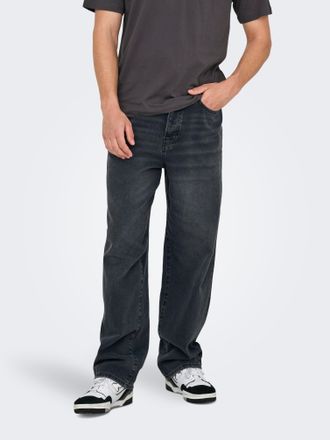 Only & Sons Relax-fit-Jeans ONLY & SONS ONSFADE LOOSE BOX TAI DNM MU OTL, Herren, Gr. 30, L&auml;nge 32, washed schwarz, Denim/Jeans, Obermaterial: 100% Baumwolle, Abr