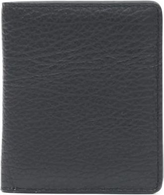 Maison Margiela Zwarte leren portemonnee met vier steken - unisex - Portefeuilles - Zwart - ONE Size - Leer - Accessoires