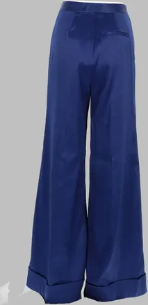 Self Portrait Wide-Leg Satin Trousers - Blue