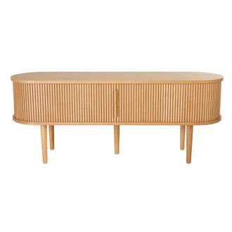 Miliboo Mueble Tv Vintage Madera Clara Roble Con Almacenaje 2 Puertas Correderas L138 Cm Epic