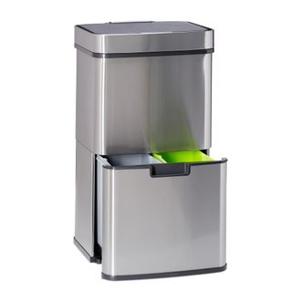 Relaxdays Relaxdays Cubo Basura Reciclaje Con Sensor, Acero Inoxidable, Plateado, 74.5 X 42 X 31.5 Cm