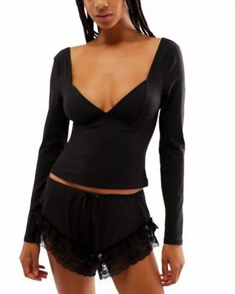 Free People Duo Corset Long Sleeve Top In Black