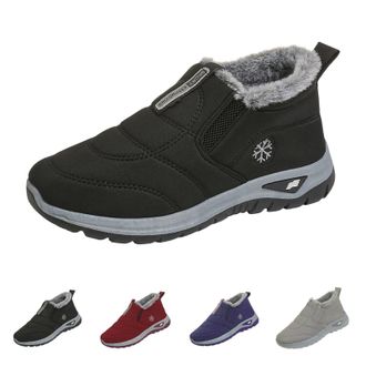 Generic Slip On Ankle Boots for Womens Size 4.5 Winter Fleece Lined Thickened Warm Shoes Casual Comfortable Lightweight Shoes Outdoor Waterproof Non Slip Snea