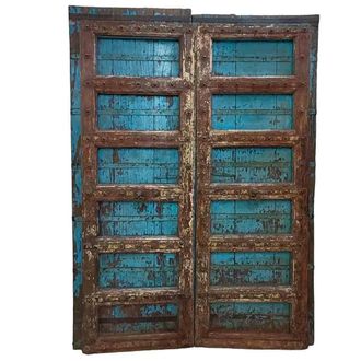 Wanderlust Deco Puerta De Madera Acabado Artesanal Marr&oacute;n 151x7x227h Cm