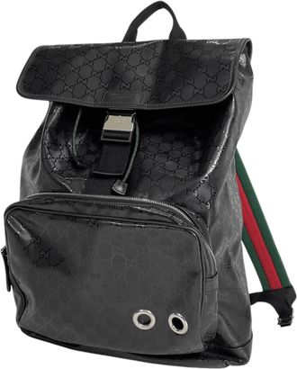 Gucci Gg Imprim&eacute; Black Coated Canvas Backpack (Pre-Owned)