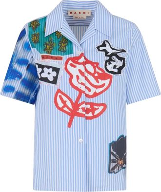 Marni Camicia con design patchwork - Blu
