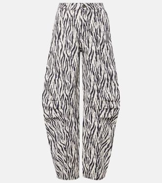 Rotate Printed cotton twill cargo pants