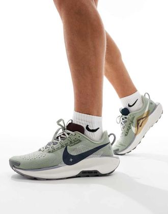 Nike ReactX Pegasus Trail 5 sneakers in light green and navy