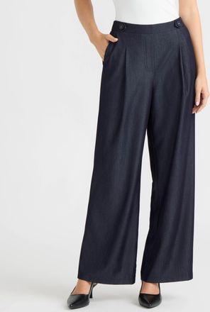 Ellen Tracy Womens Wide Leg Pant with Front Pleats