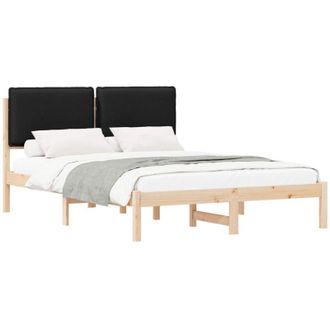 vidaXL Estructura De Cama Con Cabecera Tapizada Negro 135 X 190 Cm Vidaxl