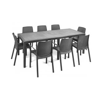 Dmora Tavolo Da Esterno Abbaviva, Ripiano Rettangolare Allungabile Da Pranzo, Tavolo Da Giardino Estensibile Effetto Rattan, 100% Made In Italy, 150/220x90h