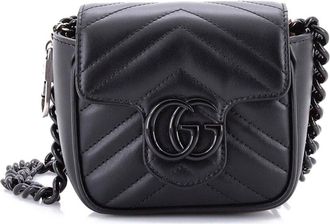Gucci Gg Marmont Flap Belt Bag Matelass&eacute; Leather Mini (Authentic Pre-Loved)