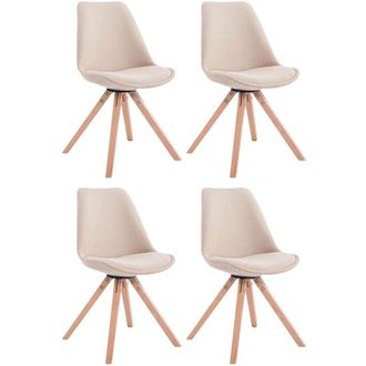 Clp Clp - Pack De 4 Sillas De Comedor Toulouse Square En Tela Crema Natural