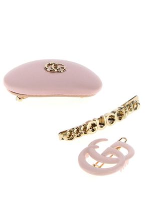 Gucci Womens Hair Clip Set Pink Metal Pins Claws & Clips