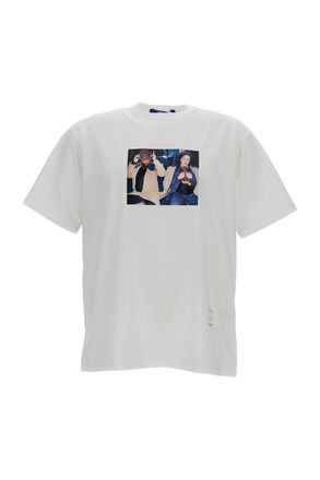 Junya Watanabe White Printed Crew-Neck Cotton T-Shirt