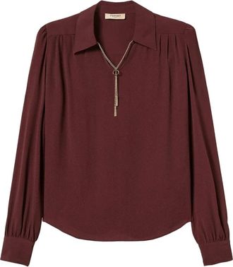 Twinset Wijnproeverij Top - Dames - Blouses - Bruin - L - Overhemden