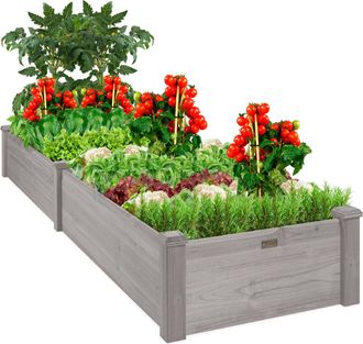 Best Choice Products 8x2ft Outdoor Wooden Raised Garden Bed Planter for Grass, Lawn, Yard