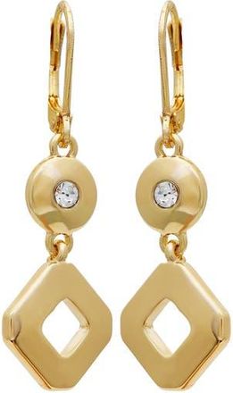 T Tahari Crystal Drop Huggie Hoop Earrings in Gold Tone at Nordstrom Rack