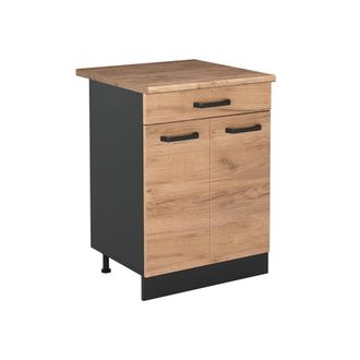 Vicco Mueble Bajo De Cocina R-line, Roble Dorado/antracita, 60 Cm Con Caj&oacute;n Encimera Roble Dorado, Vicco