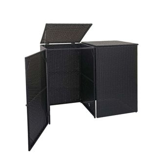 Hhg Cubo De Basura Exterior Que Alberga Contenedores De Basura Con Tapa Para Hasta 2 Contenedores De Polirat&aacute;n 2x120l Negro 040001208