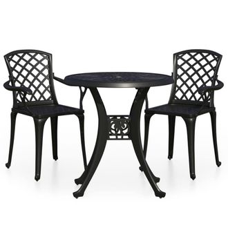 Berkfield Home 3 Piece Bistro Set Cast Aluminium Black
