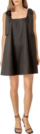 English Factory Bow Shoulder Sleeveless Cotton Minidress in Black at Nordstrom, Size X-Small
