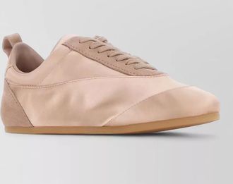 Jil Sander satin and suede low profile sneakers