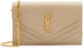 Saint Laurent Quilted Leather Wallet-on-chain - Beige - One Size