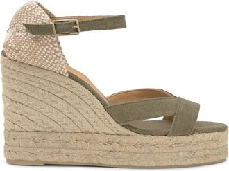 Castaner Sandalen MET 11 CM Sleehak - Dames - Sleehakken - Groen - 41 EU - Katoen - Schoenen