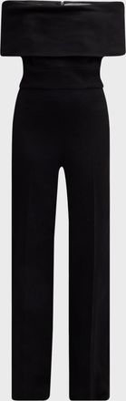 Lela Rose Off-the-Shoulder Crepe Jumpsuit