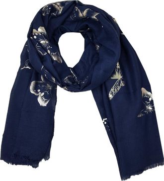 World of Shawls New Butterfly Print Ladies Celebrity Style Scarves Maxi, Scarf, Wrap, Sarong, shawls (Glitter Butterfly Navy Blue)