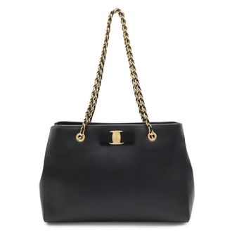 Ferragamo Black Leather Tote Bag (Pre-Owned)