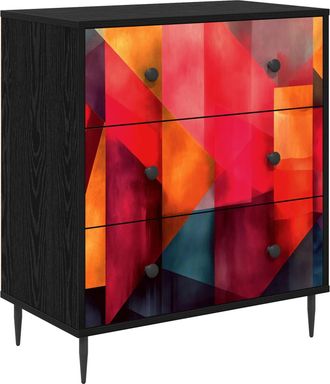 vidaXL Cajonera Heesch Estampado En Bloque De Colores Roble Negro Vidaxl