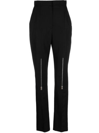 Alexander McQueen zip-embellished wool trousers - Black
