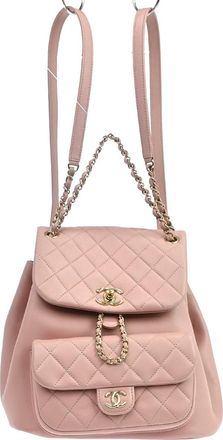Chanel Duma Drawstring Quilted Leather Pink Leather Backpack Bag (Pre-Owned)
