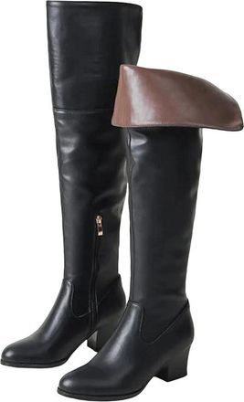 Generic Womens Thigh High Boots Round Toe High Heel Long Over The Knee Fashion Shoes