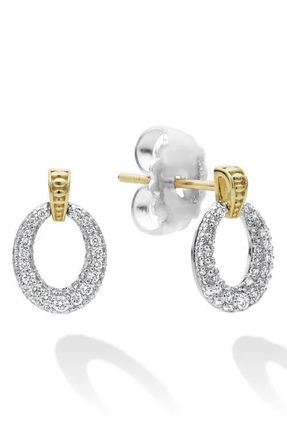 Lagos Caviar Luxe Diamond Pav&eacute; Frontal Hoop Earrings in Gold at Nordstrom