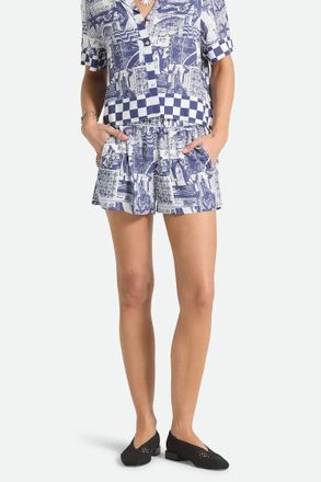 Brixton Post Playa E-Waist Short In Navy/white Collage