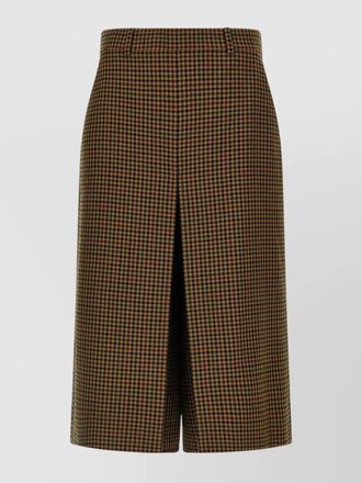 Saint Laurent wool checked mid-rise wide-leg midi culottes
