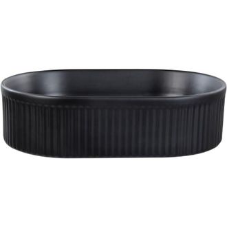 Beliani Lavabo da appoggio per bagno in ceramica opaca 490 x 310 mm Nero Geldo