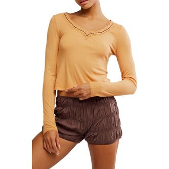 Free People Only You Long Sleeve Pajama Top in Gold Earth at Nordstrom Rack, Size X-Small
